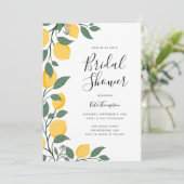 Modern Lemons en Leaves Calligraphy Vrijgezellenfe Kaart (Staand voorkant)