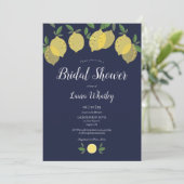 Modern Lemons Navy Blue Vrijgezellenfeest Kaart (Staand voorkant)