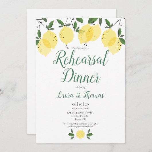 Modern Lemons repetitie diner Kaart (Voorkant / Achterkant)