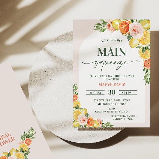 Modern Lemons Sinaasappels Main Squeeze Vrijgezell Kaart