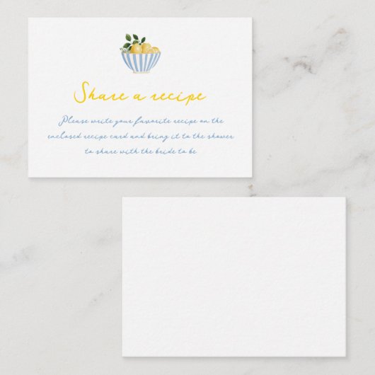 Modern Lemons Vrijgezellenfeest Recept Verzoek Informatiekaartje (Voorkant / Achterkant)