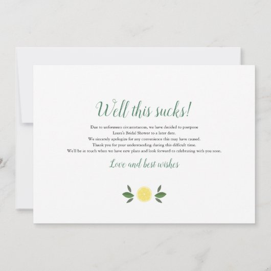 Modern Lemons Vrijgezellenfeest Verandering van pl Kaart (Achterkant)