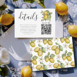 Modern Lemons Yellow & Blue Wedding Details Enclos Informatiekaartje