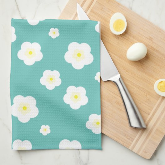 Modern lente aqua verloop geel bloemmotief theedoek (Quarter Fold)