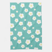 Modern lente aqua verloop geel bloemmotief theedoek (Verticaal)