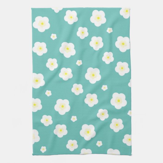 Modern lente aqua verloop geel bloemmotief theedoek (Verticaal)