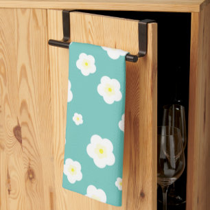 Modern lente aqua verloop geel bloemmotief theedoek