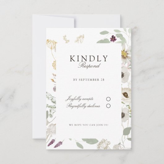 Modern, lente bruiloft RSVP kaartje (Voorkant)