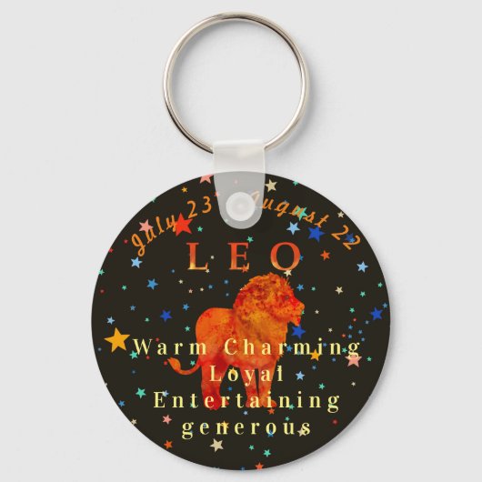 Modern Leo Red Lion Zodiac Traits Sleutelhanger (Voorkant)
