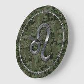 Modern Leo Zodiac Sign on Green Digital Camo Grote Klok (Hoek)