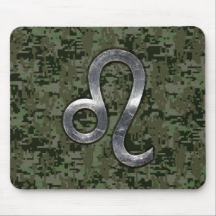 Modern Leo Zodiac Sign on Green Digital Camo Muismat