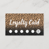 Modern Leopard & Black Glitter Salon & Spa Loyalty (Voorkant)