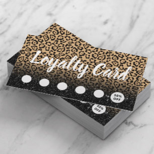 Modern Leopard & Black Glitter Salon & Spa Loyalty
