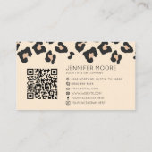 Modern Leopard Cheetah Custom Company Logo QR Code Visitekaartje (Achterkant)