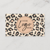 Modern Leopard Cheetah Custom Company Logo QR Code Visitekaartje (Voorkant)