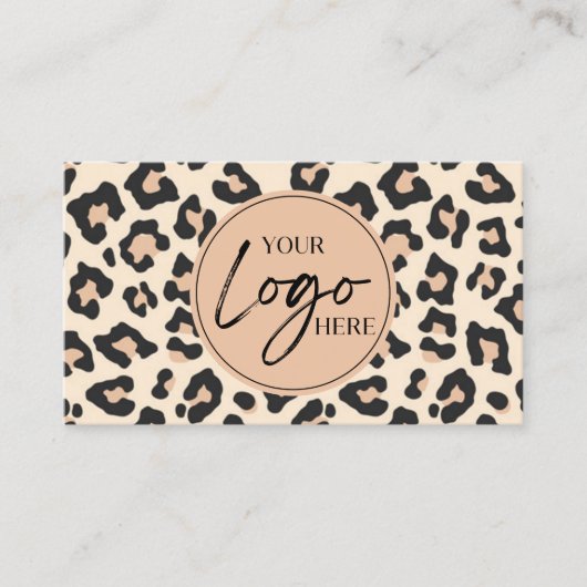 Modern Leopard Cheetah Custom Company Logo QR Code Visitekaartje (Voorkant)