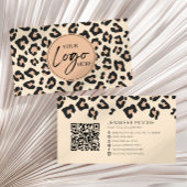 Modern Leopard Cheetah Custom Company Logo QR Code Visitekaartje
