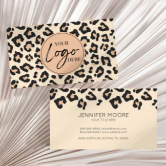 Modern Leopard Cheetah Custom Company Logo Visitekaartje