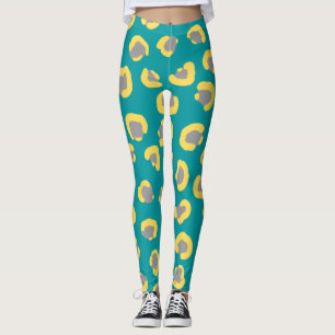 Modern leopard Cheetah tijger veest blauwe poot Leggings