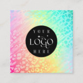 Modern Leopard Glitter Professional Logo Square  Vierkante Visitekaartje (Voorkant)