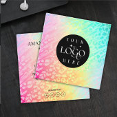 Modern Leopard Glitter Professional Logo Square  Vierkante Visitekaartje