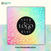 Modern Leopard Glitter Professional Logo Square  Vierkante Visitekaartje