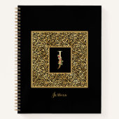 Modern Leopard Gold Personal Monogram Letter J Notitieboek (Voorkant)