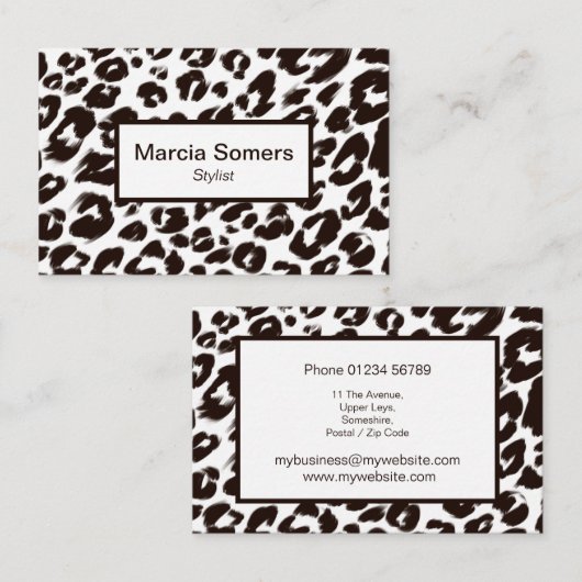 Modern Leopard Pattern Elegant Visitekaartje (Voorkant / Achterkant)