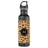 Modern Leopard Pattern en Monogram Waterfles (Voorkant)