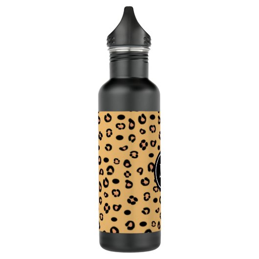 Modern Leopard Pattern en Monogram Waterfles (Links)