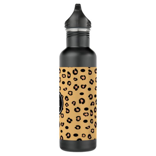 Modern Leopard Pattern en Monogram Waterfles (Rechts)