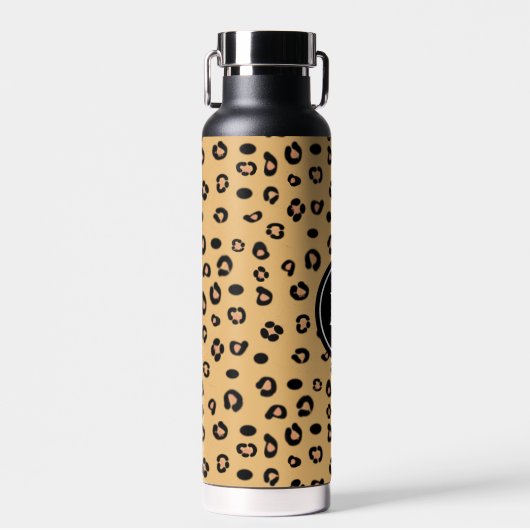 Modern Leopard Pattern en Monogram Waterfles (Voorkant)