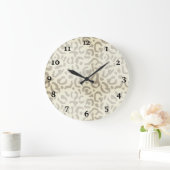 Modern Leopard Print Chic Khaki Brown Cheetah Grote Klok (Huis)