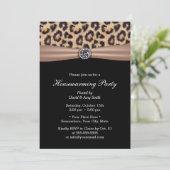 Modern Leopard Print Diamond Housewarming Party Kaart (Staand voorkant)