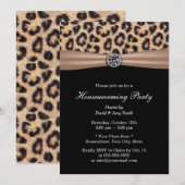Modern Leopard Print Diamond Housewarming Party Kaart (Voorkant / Achterkant)