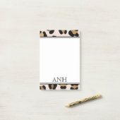 Modern Leopard Print Dubbele Rand Drie Initiaal Post-it® Notes (Op bureau)