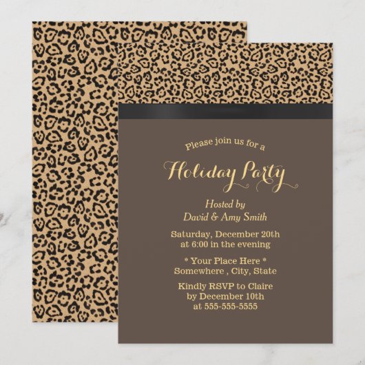 Modern Leopard Print Holiday Kaart (Voorkant / Achterkant)