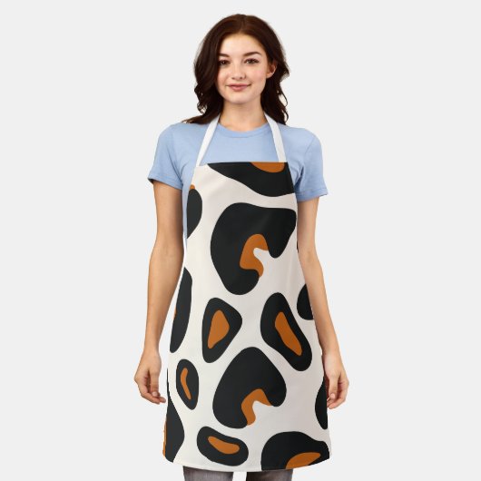 Modern Leopard Print Schort - Chic Keuken Stijl (Gedragen)