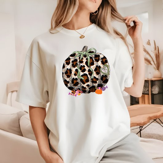 Modern Leopard Pumpkin Retro Schattigee Halloween T-shirt