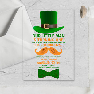Modern Leprechaun St. Patrick's Any Age Birthday Acryl Uitnodigingen