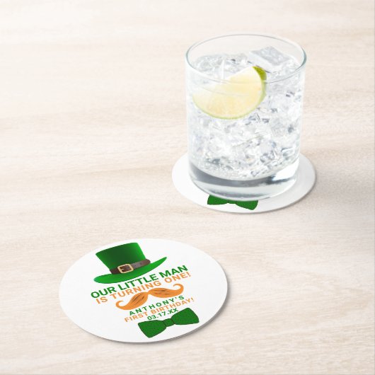 Modern Leprechaun St. Patrick's Any Age Birthday Ronde Kartonnen Onderzetter (Insitu)