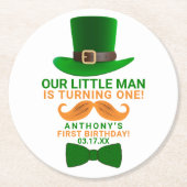 Modern Leprechaun St. Patrick's Any Age Birthday Ronde Kartonnen Onderzetter (Voorkant)