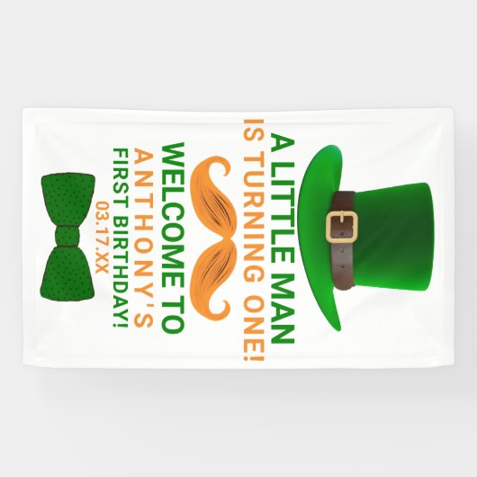 Modern Leprechaun St. Patrick's Any Age Birthday Spandoek (Horizontaal)