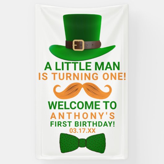 Modern Leprechaun St. Patrick's Any Age Birthday Spandoek (Verticaal)