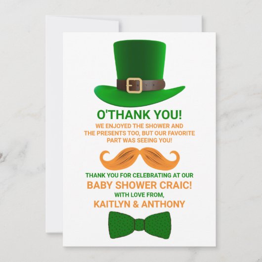 Modern Leprechaun St. Patrick's Day Baby Bedankkaart (Voorkant)