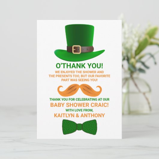 Modern Leprechaun St. Patrick's Day Baby Bedankkaart (Staand voorkant)