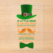 Modern Leprechaun St. Patrick's Day Baby shower Acryl Uitnodigingen (Voorkant)