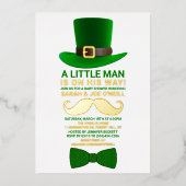 Modern Leprechaun St. Patrick's Day Baby shower Folie Uitnodiging (Voorkant)