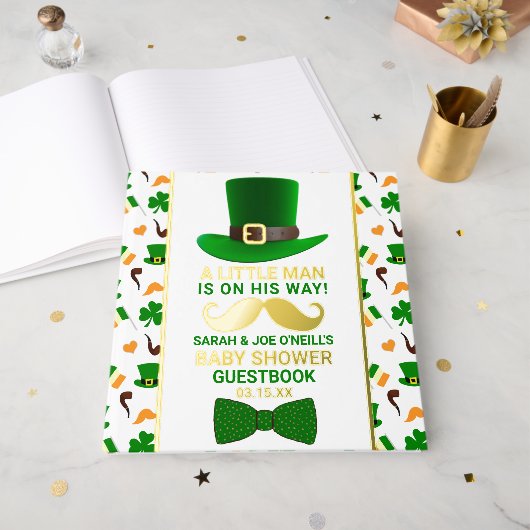 Modern Leprechaun St. Patrick's Day Baby shower Gastenboek (Voorkant open)