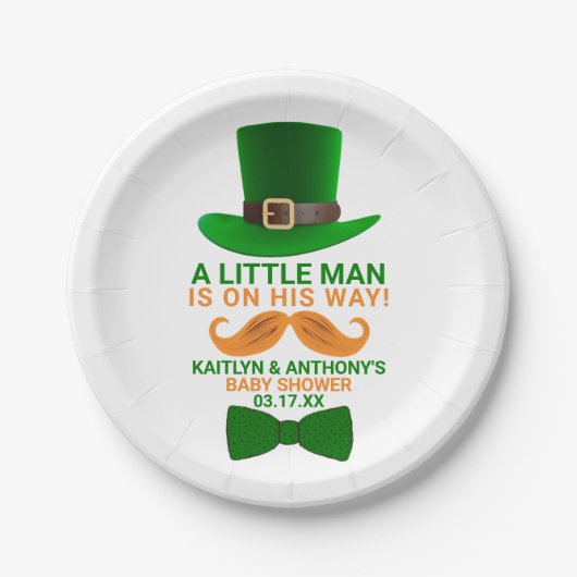 Modern Leprechaun St. Patrick's Day Baby shower Papieren Bordje (Voorkant)